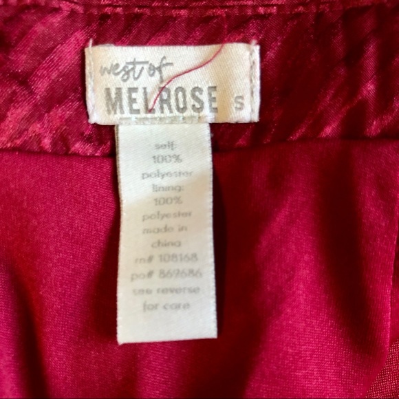 West of Melrose Maroon Zebra Print Ruched Satin Mini Skirt Size Small - Picture 9 of 10